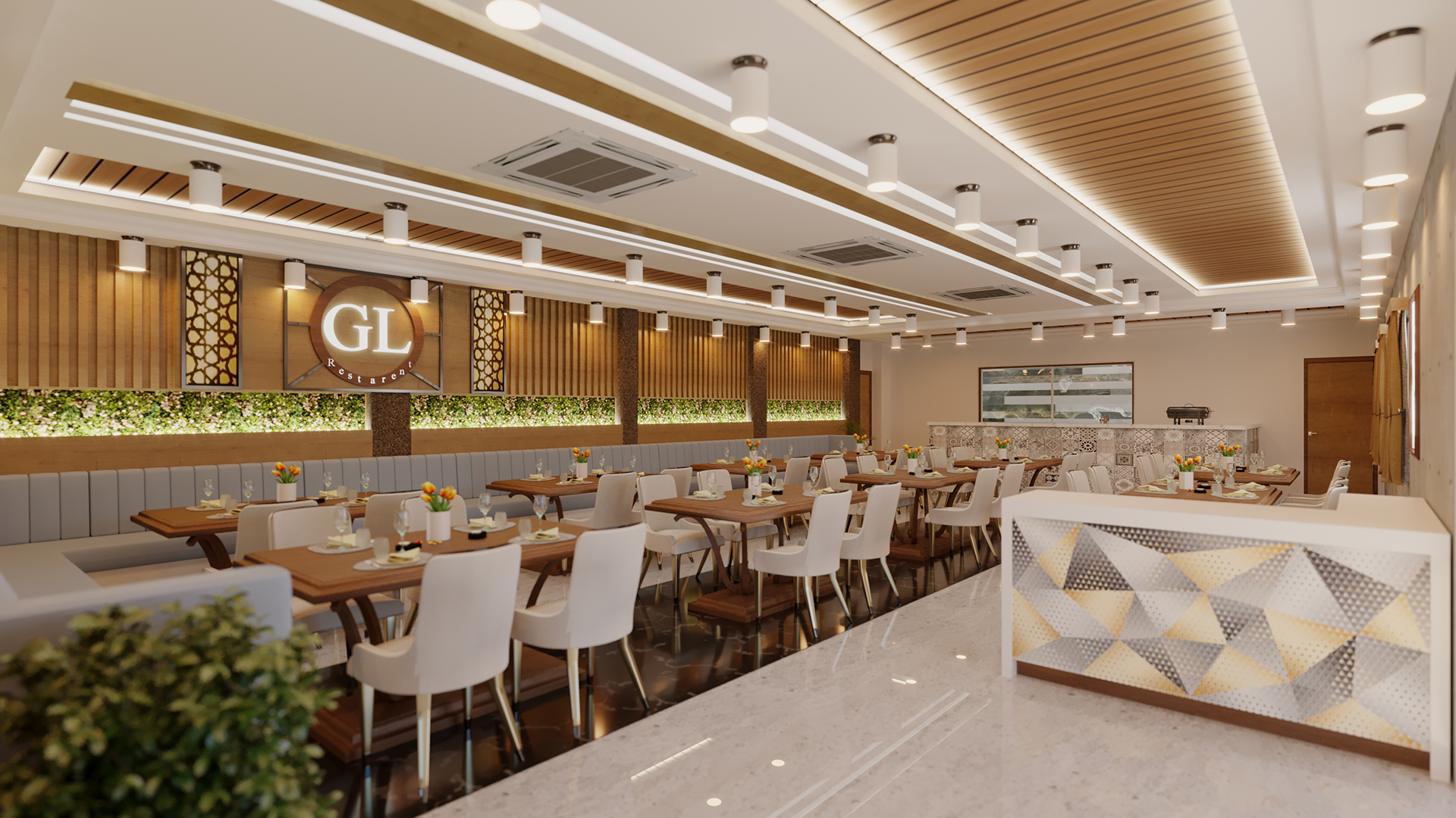 TriShades Interior Design for Green Land Restaurant